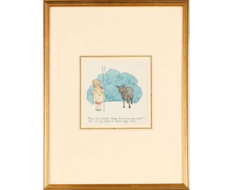  William Heath Robinson (1872-1944) 'Baa, Baa, Black Sheep' Original illustration, watercolour with pen and ink on paper, ins