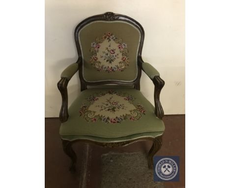 A French salon armchair in tapestry fabric 