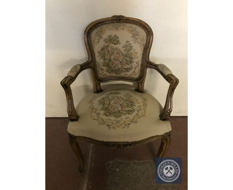 A French salon armchair in tapestry fabric 