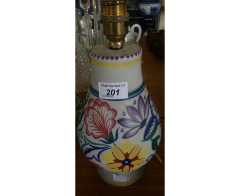 A Poole pottery floral decorated table lamp (sold electrically untested)