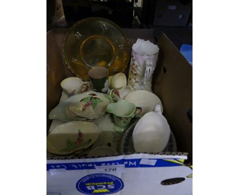 A mixed lot to include Carlton ware, floral decorated tea service, brass plate and other mixed items 