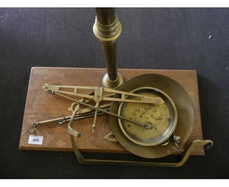 Brass beam scales with wooden base.