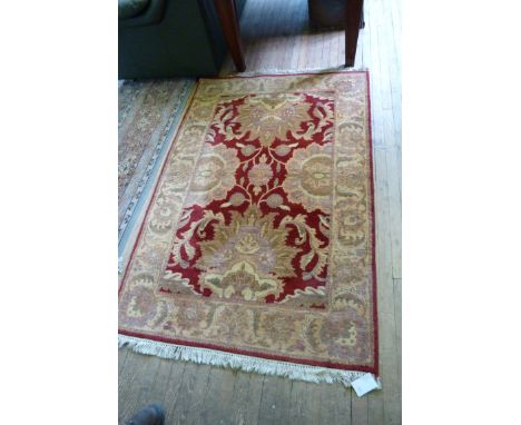 A modern floral decorated rug.