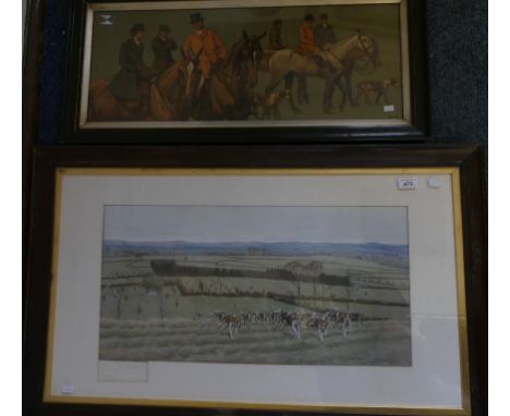 Cecil Alden - signed print, fox hunting scene, together with a further framed fox hunting print (2).