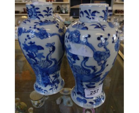 A pair of Chinese Kangxi style vases, 19th/20th Century, each of baluster form, rising from a splayed base and extending to s