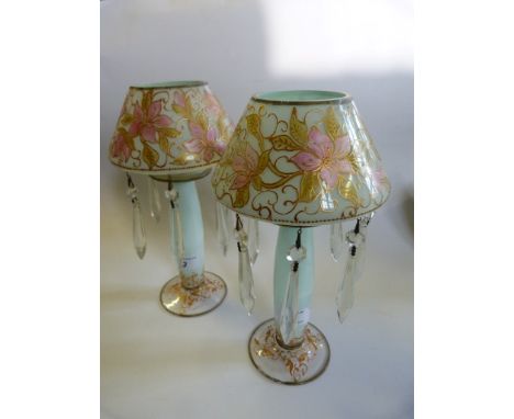 A pair of 20th Century gilt decorated lustre style tea light holders