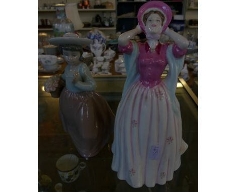 A mixed lot comprising a Royal Doulton figurine 'Gentle Breeze' together with a Nao figurine (2)