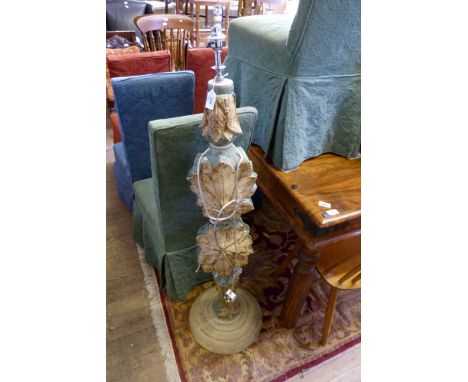 A huge Bernard Rooke studio pottery five section floor lamp, each section decorated in relief with dragonflies, signed to bas