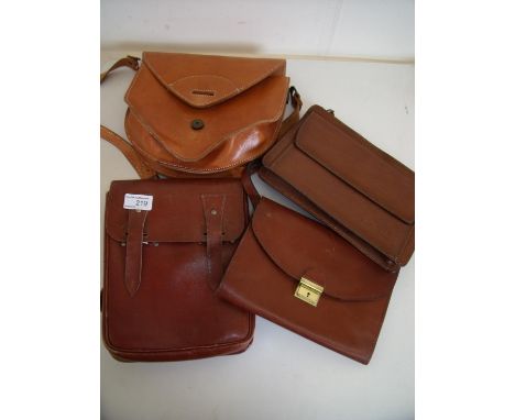 Group of four leather bags including a Gerard Henon bag, leather fold out bag and a map type leather case bag (4) 