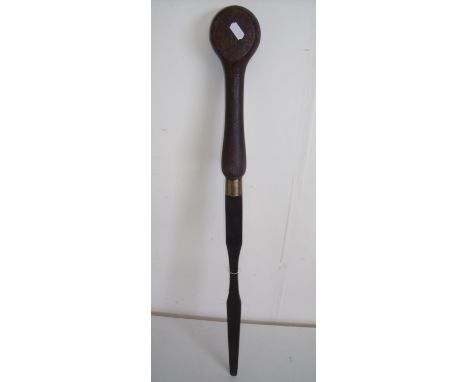 Extremely large vintage wooden handled flat headed screwdriver with brass mounts (overall length 81cm) 