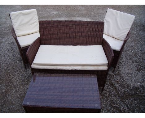 Conservatory/outdoor garden set comprising of two seat sofa, pair of matching armchairs and rectangular coffee table 