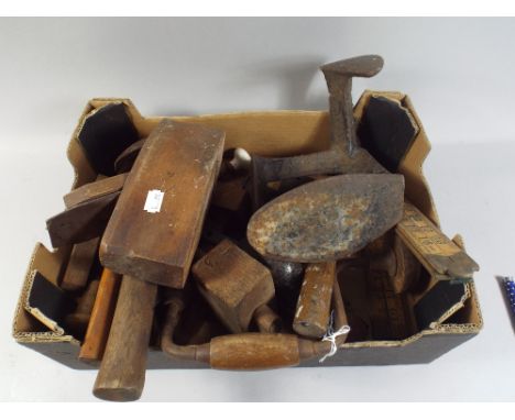 A Box of Vintage Wood Working Tools and A Shoe Last.