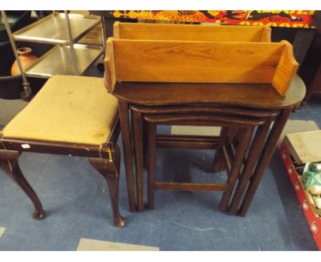 A Nest of Three Tables, Stool and A Pine Shelf.