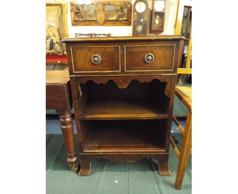 A Two Shelf Open Bookcase with Two Top Drawers.