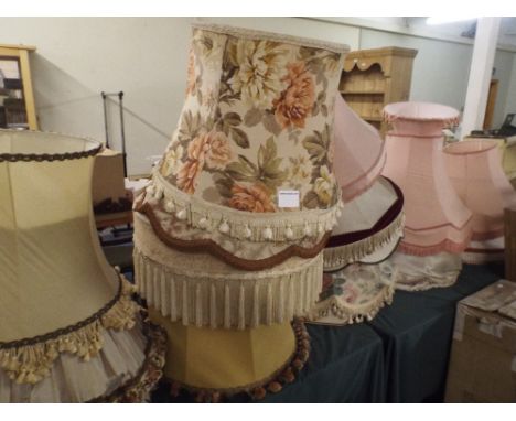 A Collection of Approximately Fifteen Standard Lamp Shades. 