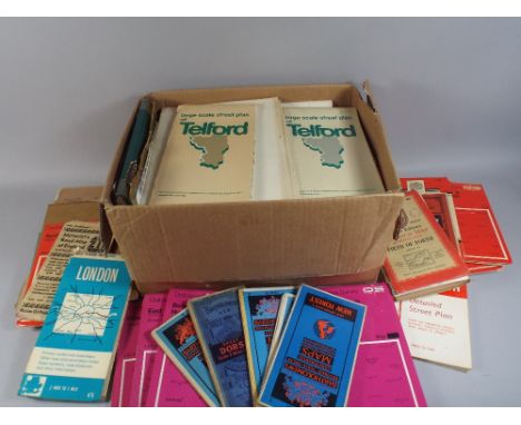 A Box Containing Vintage Road Maps, Ordnance Survey Maps Etc. 
