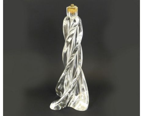 SEVRES. A French Sevres glass lamp base, etched signature. Height 35cm.
