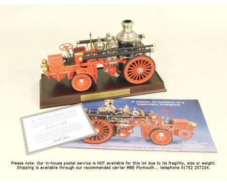 FIRE ENGINE MODEL. A Franklin Mint Precision Model of a 1912 Christie Front Drive steam powered fire engine, 1:24 scale. In o