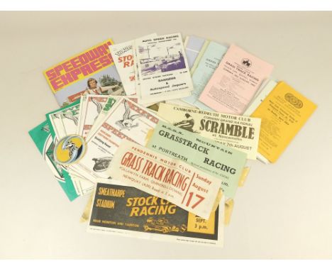 MOTOR CYCLE RACING. Various programmes including: Exeter Speedway & Cornwall motor cycle grass track racing & stock car racin