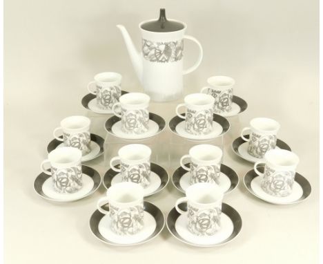 ROSENTHAL. A 1970s Rosenthal part coffee service comprising 12 cans &amp; saucers &amp; a coffee pot.