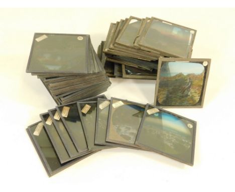 MAGIC LANTERN SLIDES. A quantity of magic lantern slides of colour views of Ireland & Ingleton, Yorkshire.Provenance. The Bas