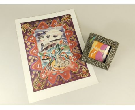PONCKLE. The lost bikini. Mixed media on paper. Signed &amp; dated '98. Framed in a specially commissioned pewter &amp; glass
