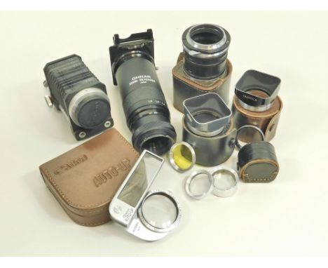 VARIOUS ACCESSORIES. A Canon 'Auto-Up' for 50mm f/1.8 40-11inch or 100-59cm in case; a Ohnar Zoom Reverser 1.0-2.0; Nikon K E