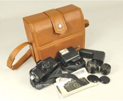 PENTAX. A Pentax Auto 110 miniature camera outfit in case. All cameras are untested &amp; being sold as found on display or i