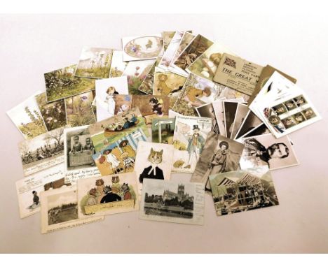 NOVELTY ETC POSTCARDS. A quantity of novelty, comic, illustrator &amp; other special interest cards. Includes a 'hold to ligh