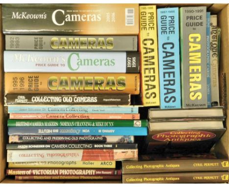 BOOKS. A box of books on camera collecting &amp; price guides.