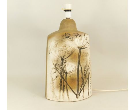 TREMAEN POTTERY. A Tremaen Pottery cow parsley lamp base. Height 42cm excluding lamp holder.