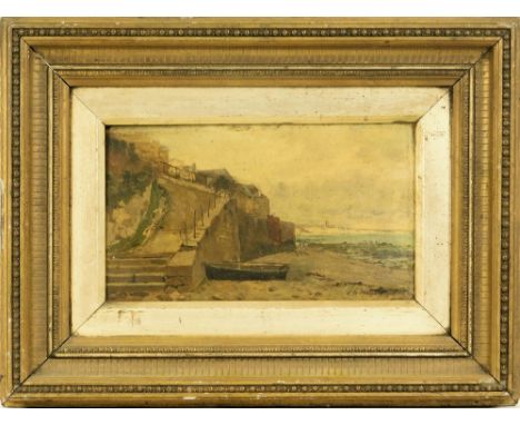 HENRY MARTIN. 'Sketch-at Newlyn.' Oil on board. Signed. Titled to the reverse. 12 x 21cm.