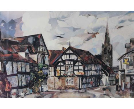 Robert Kilvert a limited edition collage print of Weobley village Herefordshire 55/500