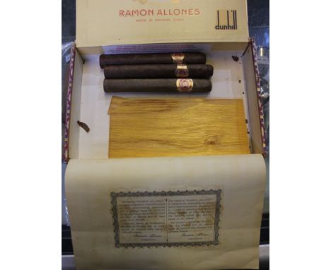 Various pipes, pipe boxes and cigar boxes with a few cigars. Additional Information: There are three banded Ramon Allones cig