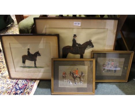 Mabel Augusta Kingwell (1890-1924) - Mounted Hunting Figures, another in side saddle habit on foot &amp; the companion - Hunt