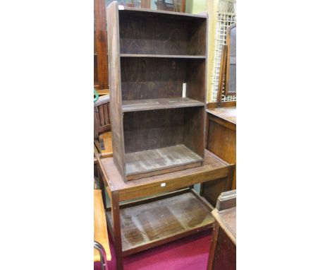 Two tier table and a small open bookcase