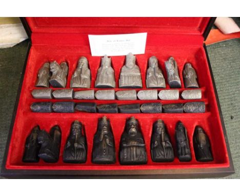 Cased 'Paget' Isle of Lewis chess set