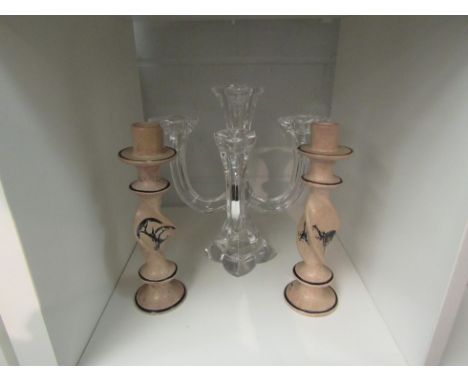 A Villeroy &amp; Boch five sconce table candlestick and pair of candlesticks (3) 