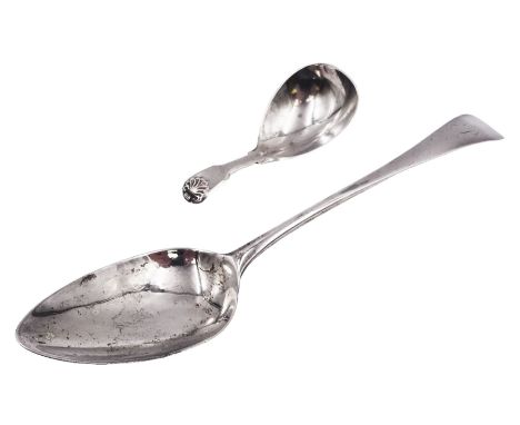 George III silver Old English pattern table spoon, with engraved initial to terminal, hallmarked Peter & Ann Bateman, London 