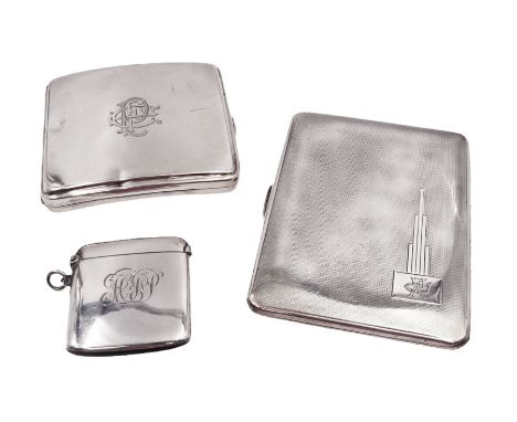1920s silver cigarette case, of rectangular form with engraved monogram to cover, hallmarked John Henry Wynn, Birmingham 1929