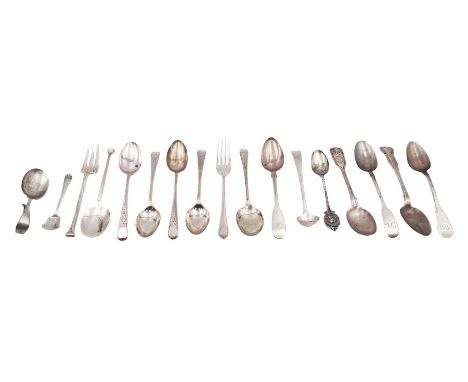 Group of silver flatware, including seal top spoon and fork set, hallmarked Charles Marsh, hallmarked Horace Woodward & Co Lt