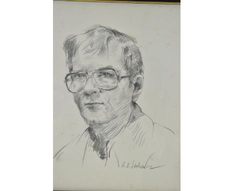 Robert Lenkiewicz (1941-2002) portrait, sketched and signed in pencil lower right 'R O Lenkiewicz', 34 cm x 27 cm, within a g