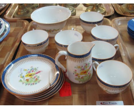 Fourteen piece Royal Worcester tea service decorated with enamelled exotic birds amongst foliage.(B.P. 24% incl. VAT)