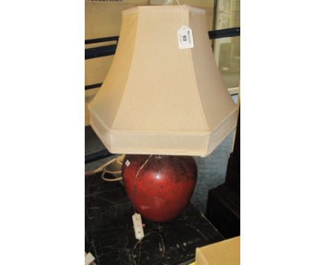 Red Art Glass table lamp and shade, having internal and external light fittings.(B.P. 24% incl. VAT)   CONDITION REPORT:  Lam