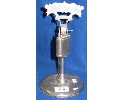 Vintage 'Old Timer' nickel plated standard bar top cigarette lighter with loop handle and circular base.(B.P. 24% incl. VAT)