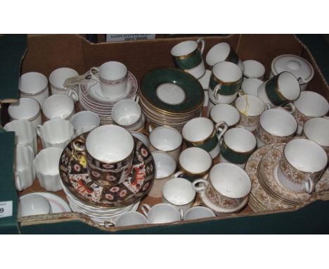 Tray of assorted china, mainly cabinet cups and saucers etc. to include: Royal Albert 'Imari' Crown china; Coalport; Royal Wo