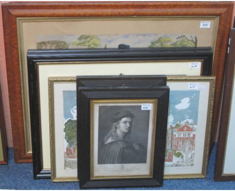 Group of assorted furnishing pictures to include: pair of 18th Century portrait engravings, limited edition print after Mary 