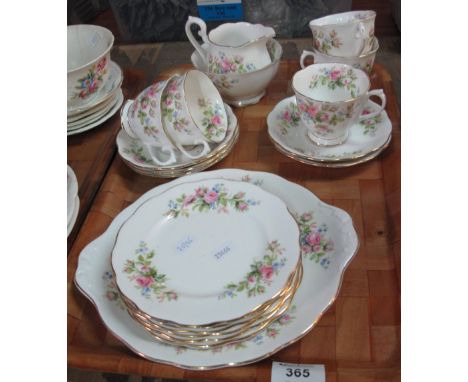 19 piece Royal Albert bone china 'Moss Rose' tea service.(B.P. 24% incl. VAT)   CONDITION REPORT:  Minor wear but no obvious 