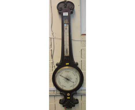 19th Century rosewood wheel barometer.(B.P. 24% incl. VAT)