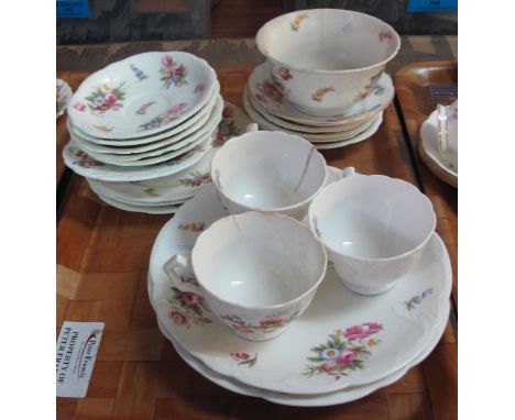 Tray of Aynsley floral part teaware items comprising: cups and saucers; plates; sugar bowl etc.(B.P. 24% incl. VAT)